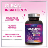 E Vitamin for Women and Men - 180 mg (400 IU) dl-Alpha - Powerful Antioxidant Dietary Supplement - Hair, Skin, & Immune Health Support - Easily Absorbed Form, Non-GMO & Gluten Free
