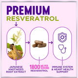 Resveratrol Supplement 1800mg - Trans-Resveratrol Antioxidant Complex - 60 Vegan Capsules
