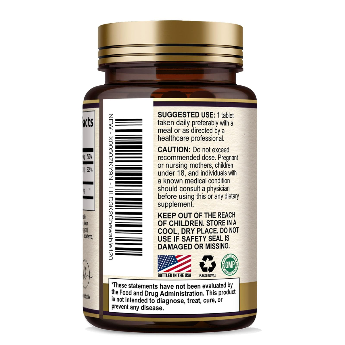 Vitamin D3 5,000 IU + K2 MK-7 Chewables – 120 Tablets