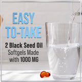 Premium Black Seed Oil Capsules - Extra Strength 1000mg - 100% Blackseed Oil for Immune Support & Skin Health (Non-GMO & Vegan) Pure Cold-Pressed Nigella Sativa Black Cumin Seed Oil
