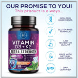 Vitamin D3 5,000 IU + K2 100 mcg – 240 Count