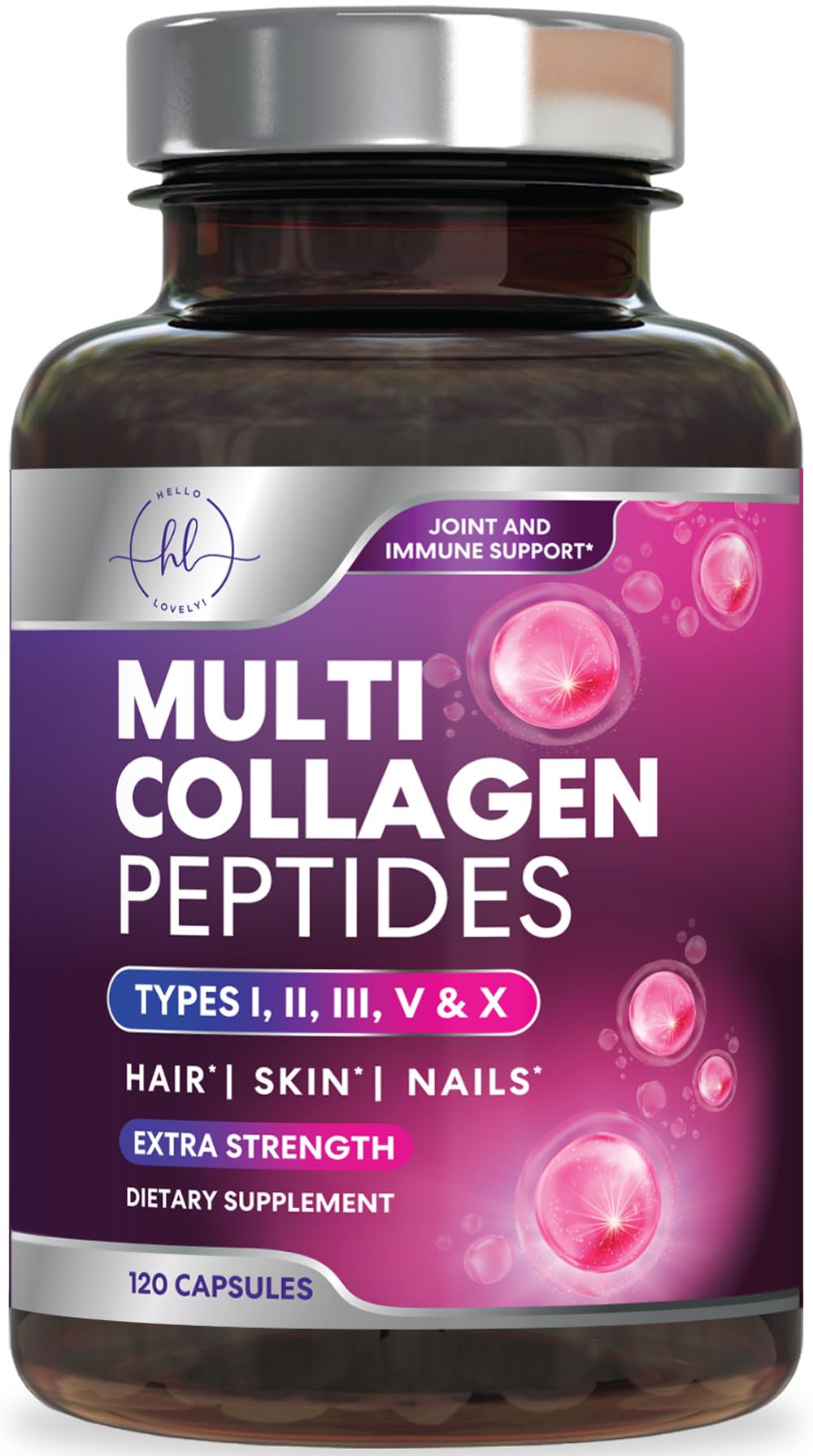 Multi Collagen Capsules, Types I, II, III, V + X – 120 Count