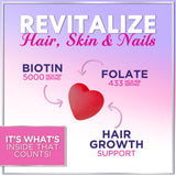 Hair Growth Vitamins Biotin 5000 mcg Supports Women's Thicker Hair, Premium Vegetarian, Non-GMO, Stronger Beautiful Skin & Nails, Lovely Hair Vitamin Supplement - 60 Count