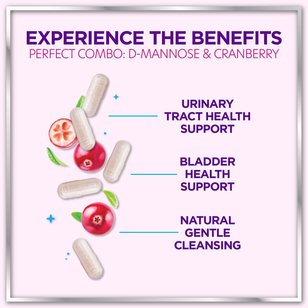 D-Mannose 1300mg with Cranberry - Urinary Tract Support - 60 Capsules
