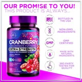 Cranberry Supplement 25,000mg Formula + Vitamin C â€“ Urinary Tract Health Support for Women & Men, 50:1 Whole Fruit Cranberry Extract Pills for Women, Sugar-Free, Non-GMO, Gluten-Free - 120 Capsules
