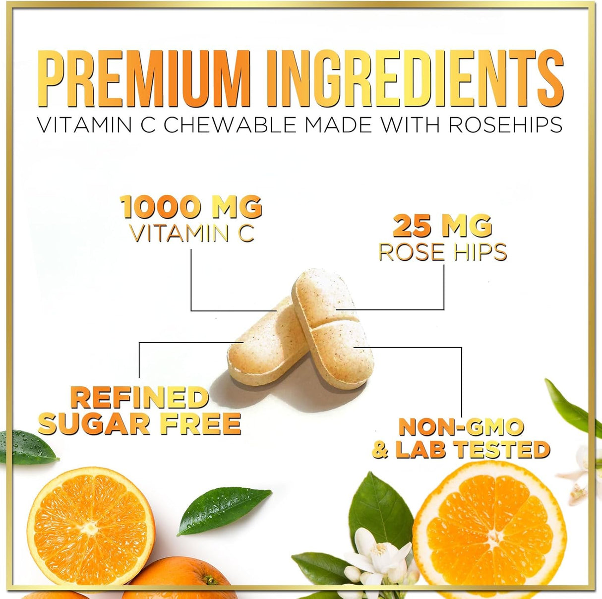 Hello Lovely! Extra Strength Vitamin C 1000 mg, with Rose HIPS Bioflavonoids, Dietary Supplement for Immune Support & Antioxidant Protection, Sugar Free, Non-GMO VIT C Capsules - 120 Count