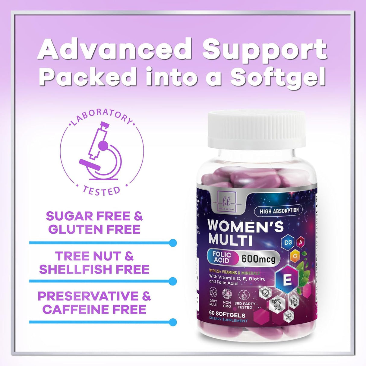 Womens Complete Multivitamin - Once Daily Women's Multi with Vitamin A, B6, B12, C, D, Biotin, Folate, Iron & Zinc, Energy & Immune Health Support, Gluten-Free Multivitamin for Women - 60 Count