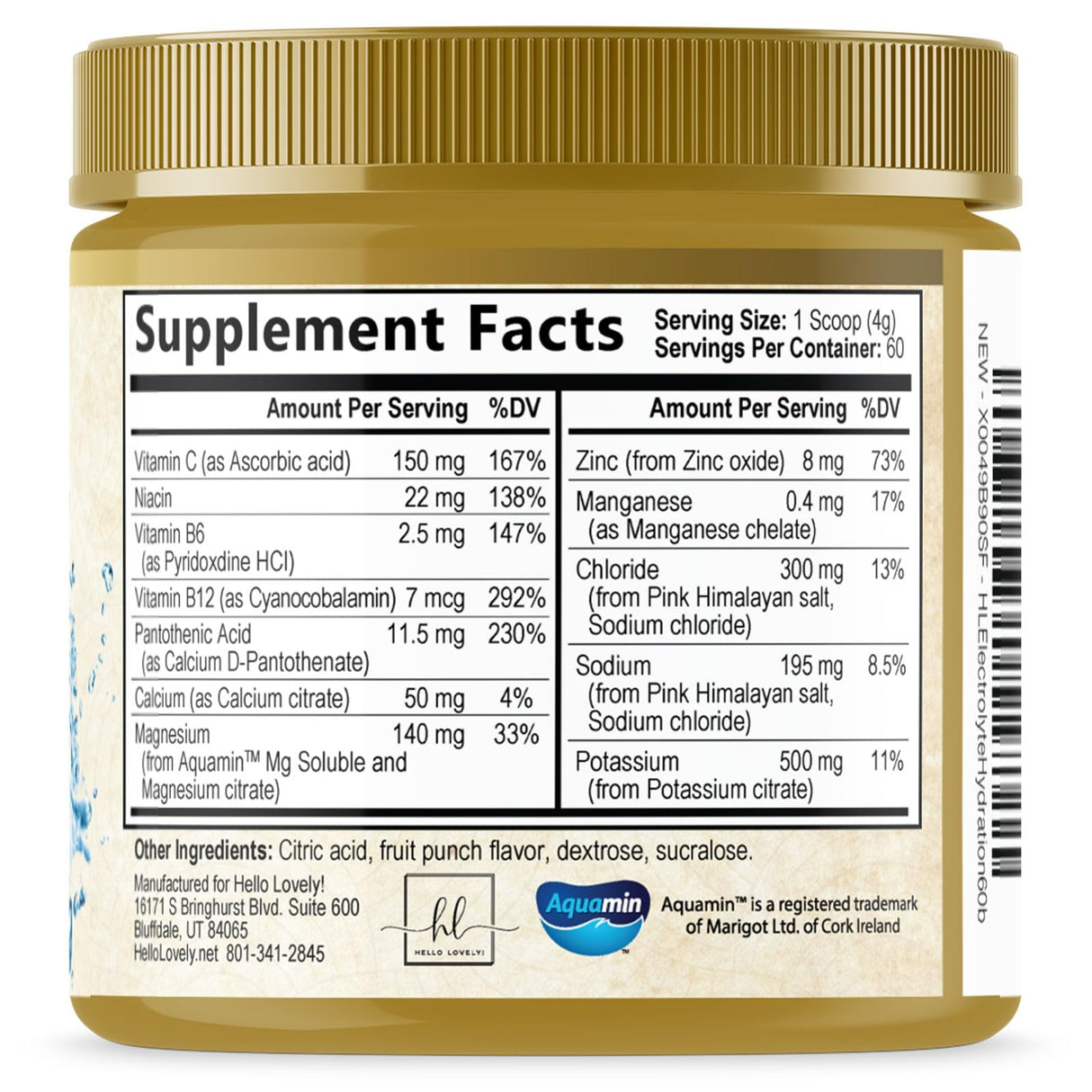 Hydration Replenisher Daily Electrolyte Drink Mix â€“ Rapid Hydration Powder with 6 Electrolytes & Minerals, Zero Sugar, Keto, Vegan, Non-GMO & Sugar-Free Electrolyte Powder Tub - 60 Servings