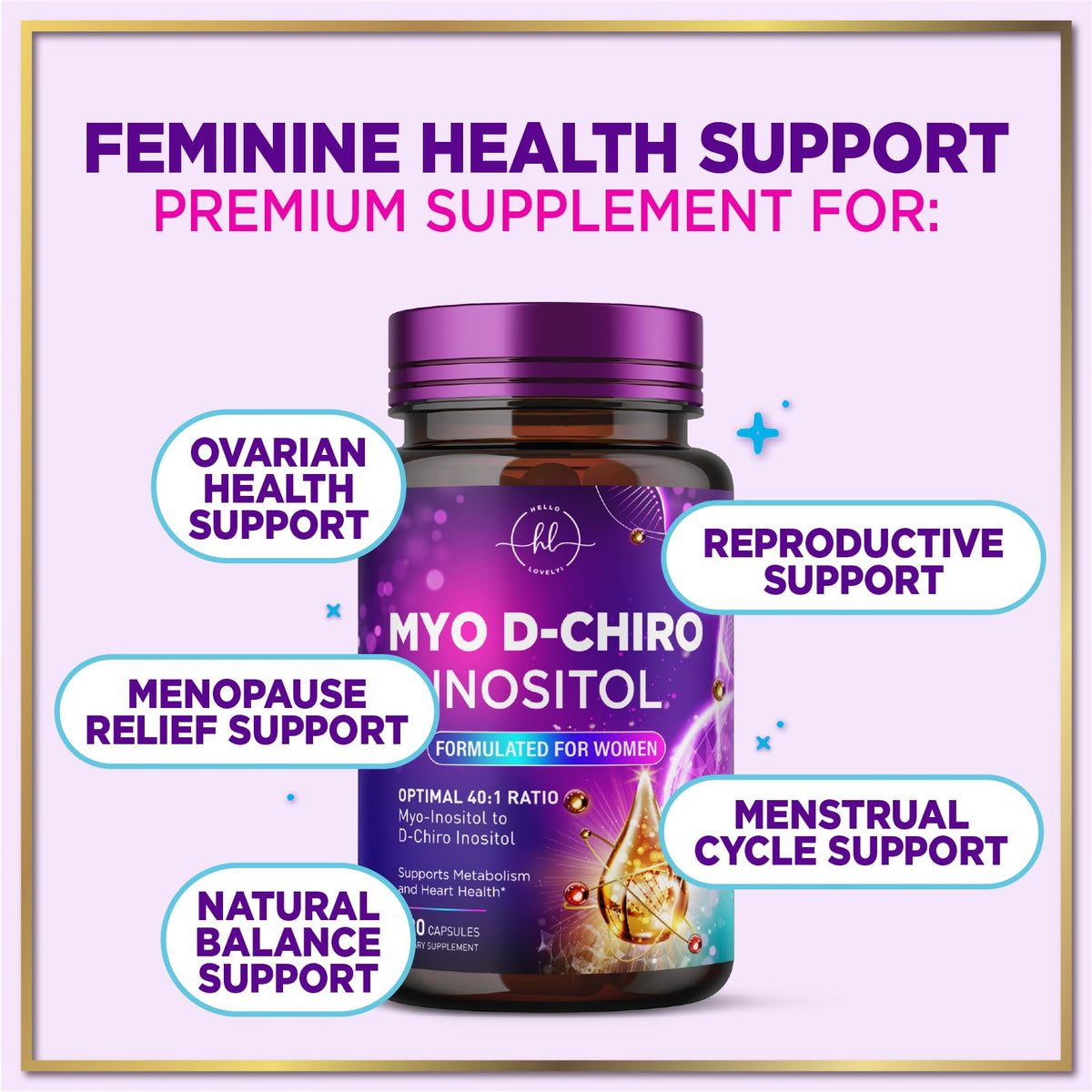 Myo-Inositol + D-Chiro Inositol 2000mg - 40:1 Ratio - 120 Capsules