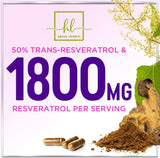 Resveratrol Supplement 1800mg - Extra Strength Antioxidant Complex for Healthy Aging & Immune Support, Heart Health & Cellular Energy Support, Bioavailable Trans-Resveratrol - 60 Vegan Capsules