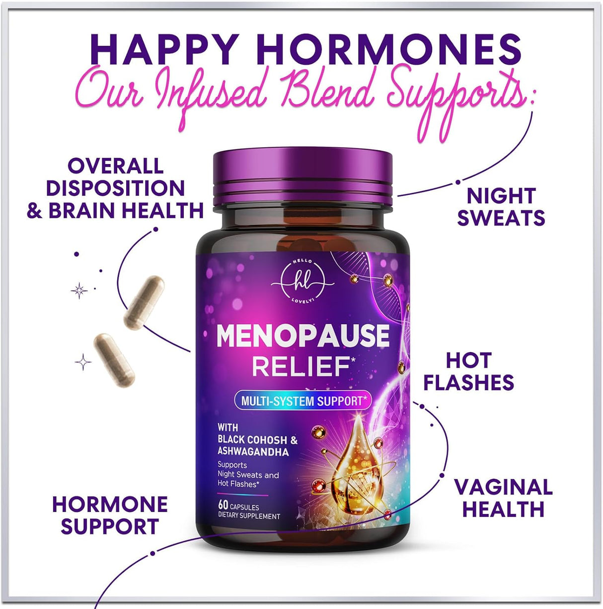 Menopause Supplements Extra Strength Hot Flash Support 1256 mg - Menopause Support for Women - Made in USA - Natural Black Cohosh, Dong Quai and Soy Isoflavones