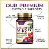 Vitamin D3 5,000 IU + K2 MK-7 Chewables – 120 Tablets