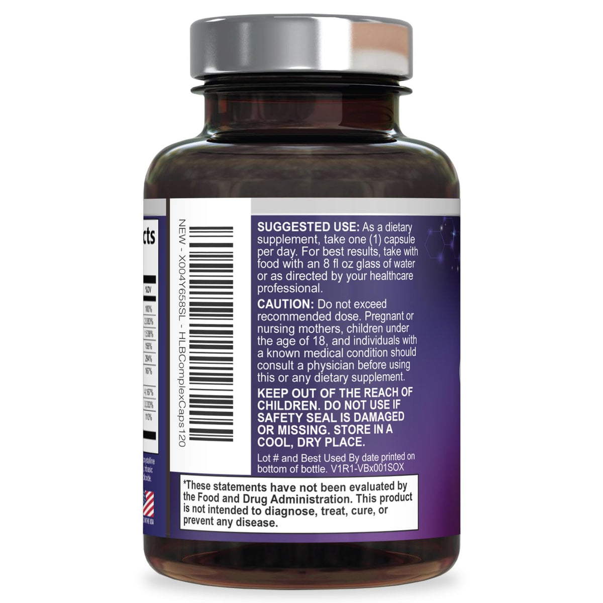 B-Complex with Vitamin C + Folic Acid – 120 Capsules