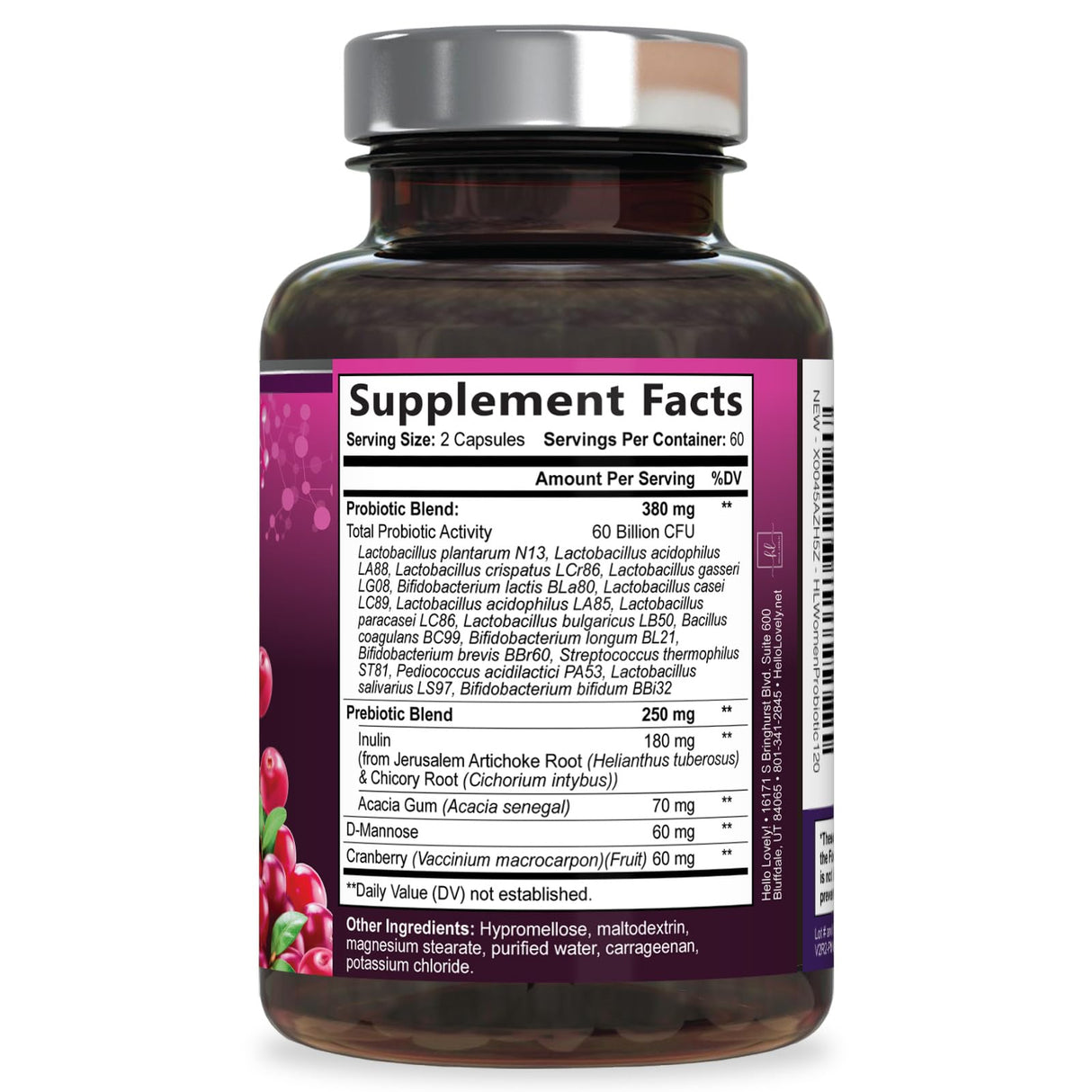 Womens Probiotic, Probiotics for Women 50 Billion CFU, Multi Strains to Support Immune, Digestive with Cranberry for Feminine Vaginal and Urinary Health, Shelf Stable, No Soy Gluten Dairy - 120 Count