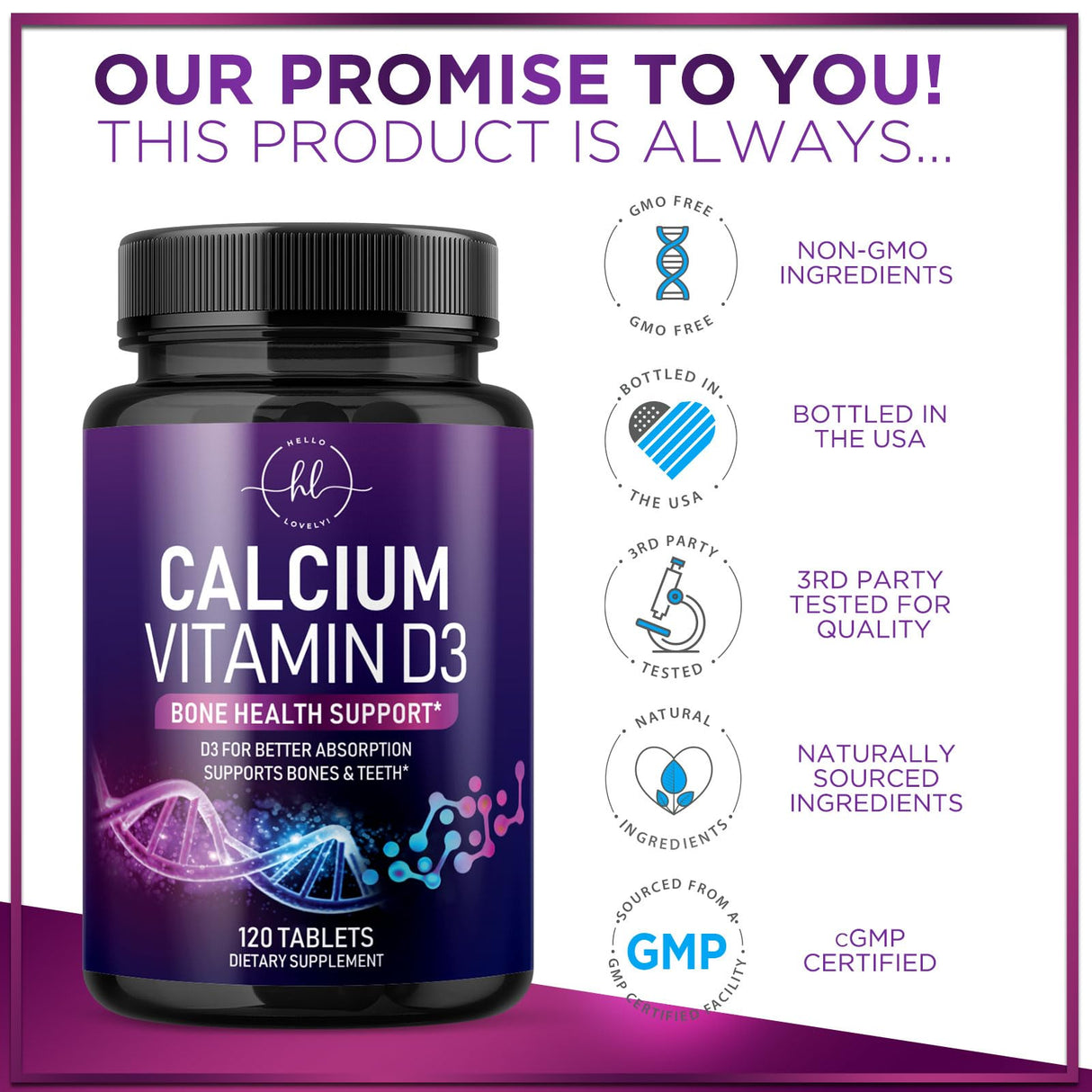 Calcium for Women 1200 mg + 1600 IU Vitamin D3 â€“ 120 Tablets