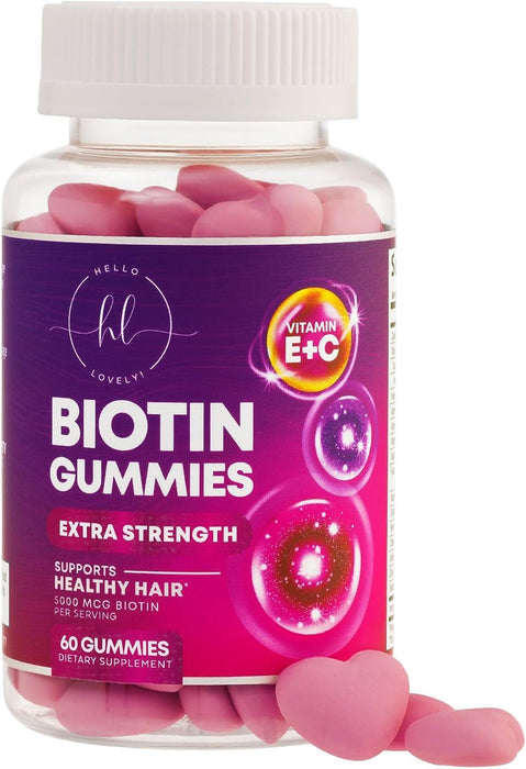 Hair Growth Vitamins Biotin 5000 mcg Supports Women's Thicker Hair, Premium Vegetarian, Non-GMO, Stronger Beautiful Skin & Nails, Lovely Hair Vitamin Supplement