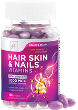 Hair, Skin + Nails with Biotin, Keratin + Collagen – 120 Count