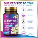 Quercetin 1000mg Servings - Extra Strength Antioxidant Support for Immune & Cellular Health, Quercetin 500mg Capsules for Lung, Respiratory & Heart Support, Vegan, Gluten Free & Non-GMO - 60 Capsules