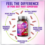 Organic Beet Root Capsules 1300mg - Extra Strength Beetroot Powder Supplement - Supports Blood Pressure, Athletic Performance & Immune System, Non-GMO, Gluten Free - Bottled in the USA - 60 Capsules