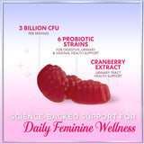 Womens Probiotic CFU Guaranteed with Cranberry, Vegan Strains, Probiotics for Women Supports Digestive, Immune, & Vaginal Health, Lovely Shelf Stable Gummy Supplement, No Soy Gluten - 60 Count
