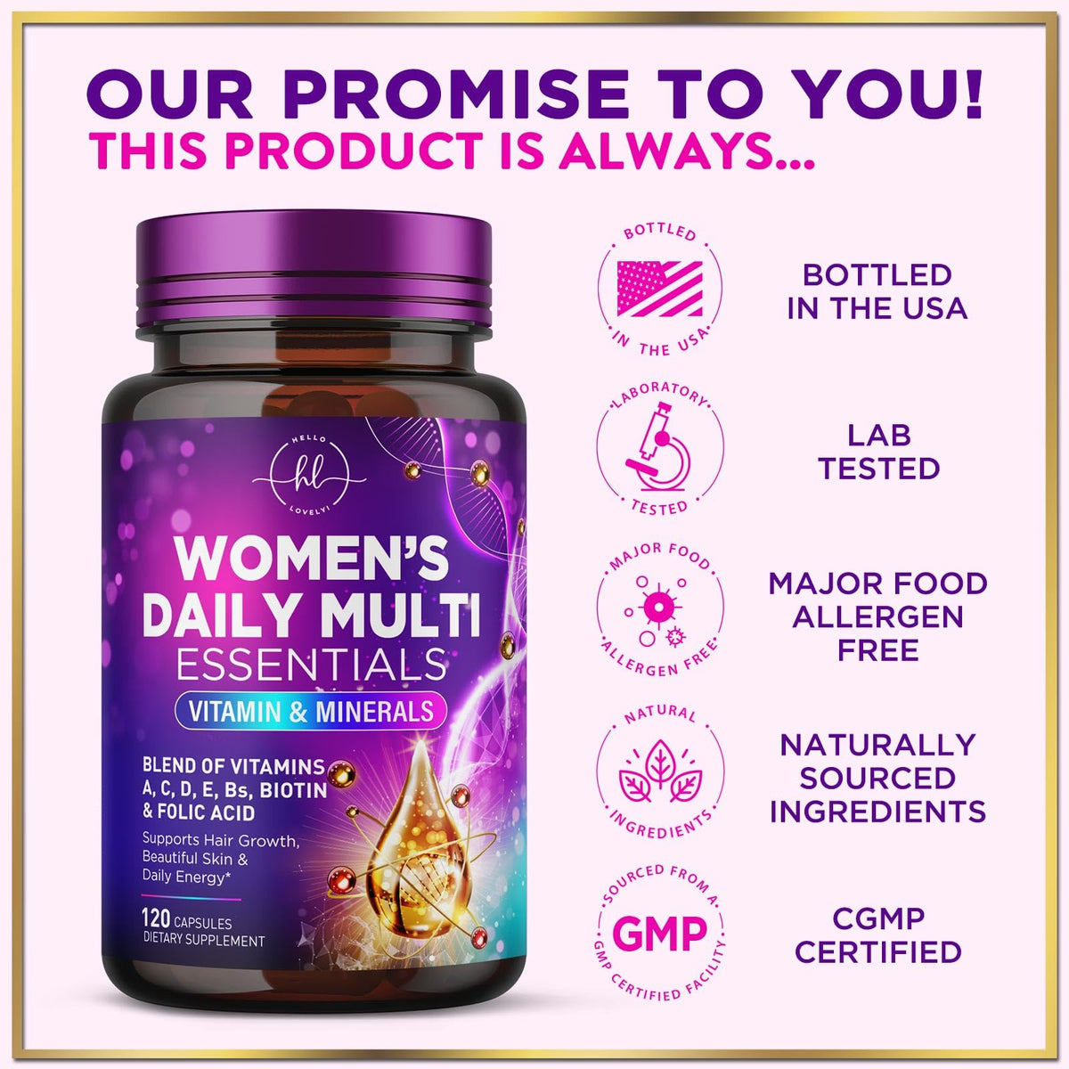 3X Strength Women’s Multivitamin with Iron + Biotin – 120 Capsules