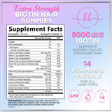 Hair Vitamins Gummies with Biotin, Vitamins C + E – 60 Count