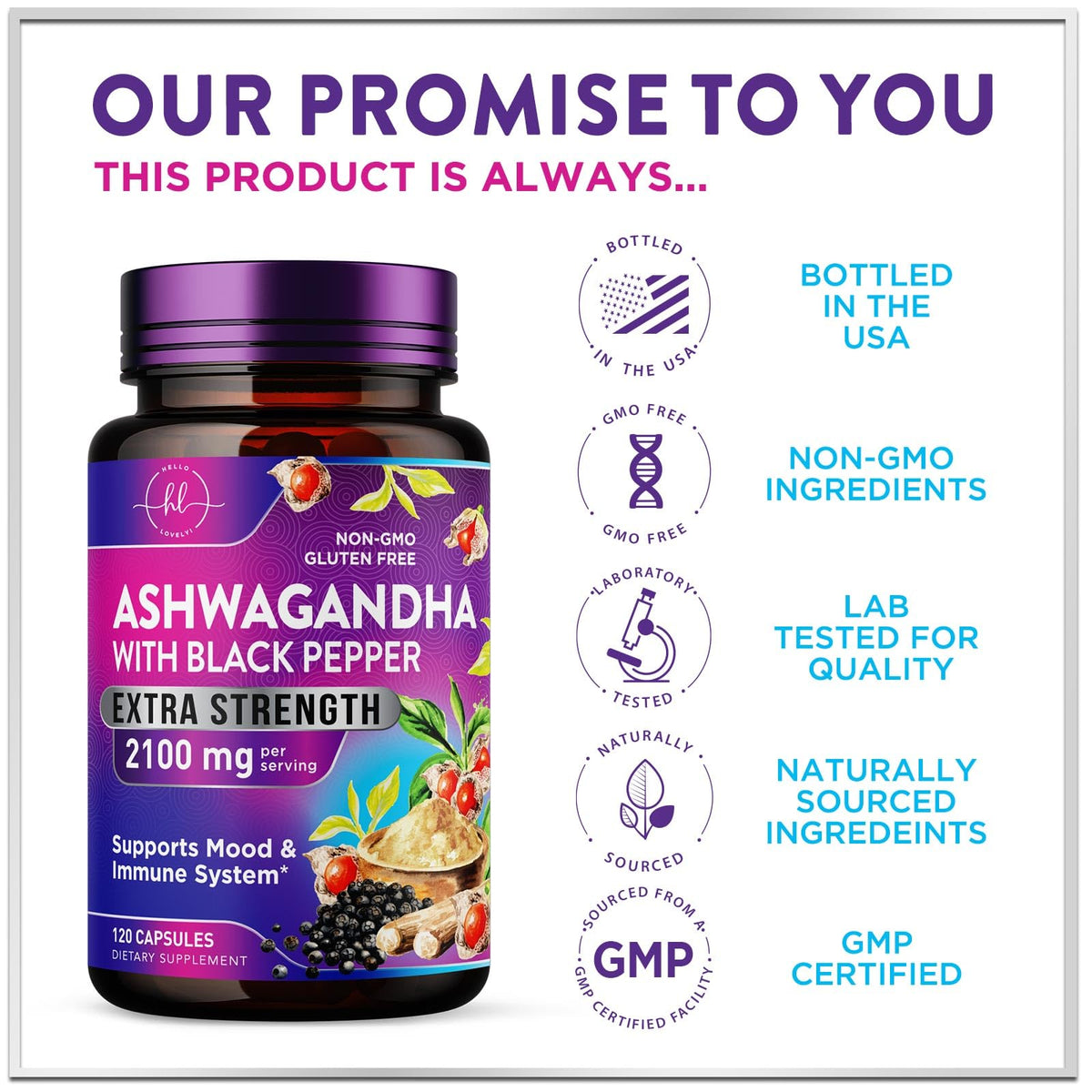 Ashwagandha with Black Pepper, 2,100 mg – 120 Count