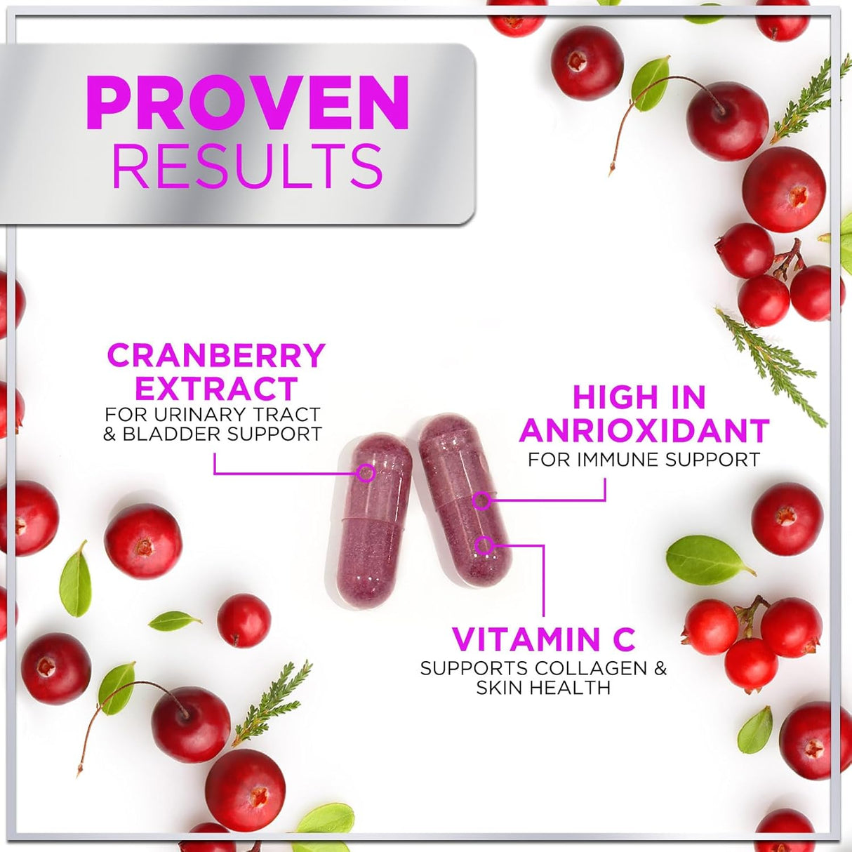 Cranberry Extract Pills + Vitamin C (25,000mg Formula) Urinary Tract Support, Sugar Free Cranberry Supplement for Women & Men, Cranberry for Urinary Health Support, NON-GMO, Gluten Free