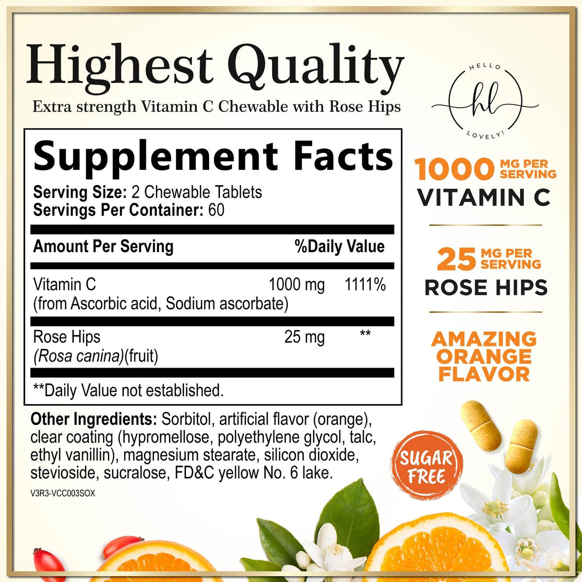 Vitamin C with Rose Hips, 1,000 mg – 120 Count