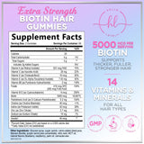 Hair Vitamins Gummies with Biotin, Vitamins C + E – 120 Count