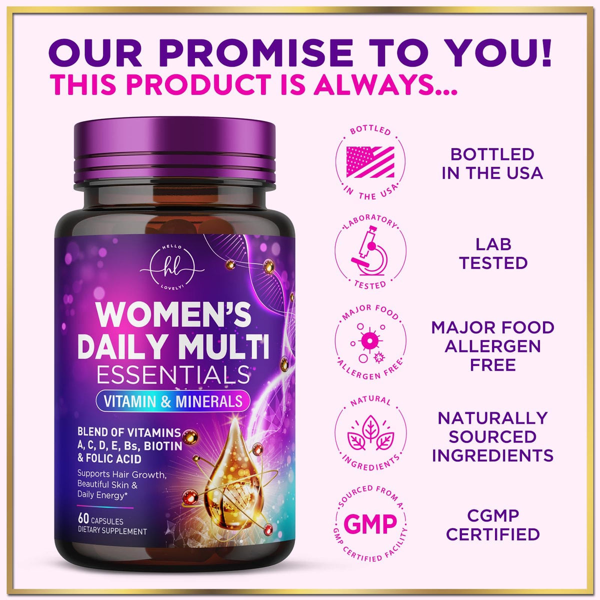 3X Strength Women’s Multivitamin with Iron + Biotin – 60 Capsules