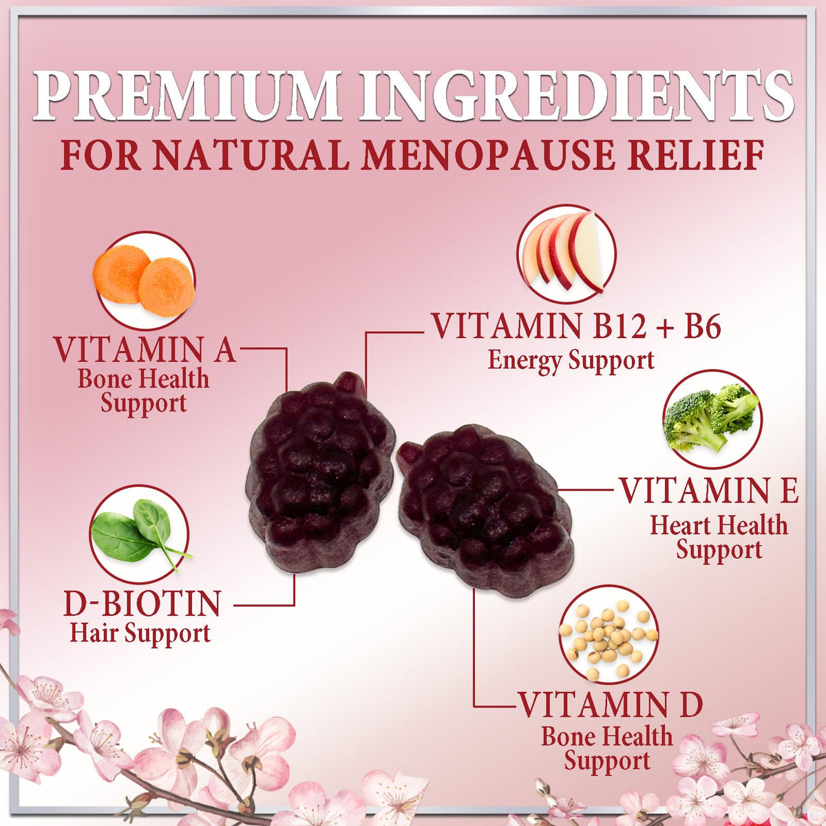 Complete Menopause Support Gummies, Raspberry Pomegranate