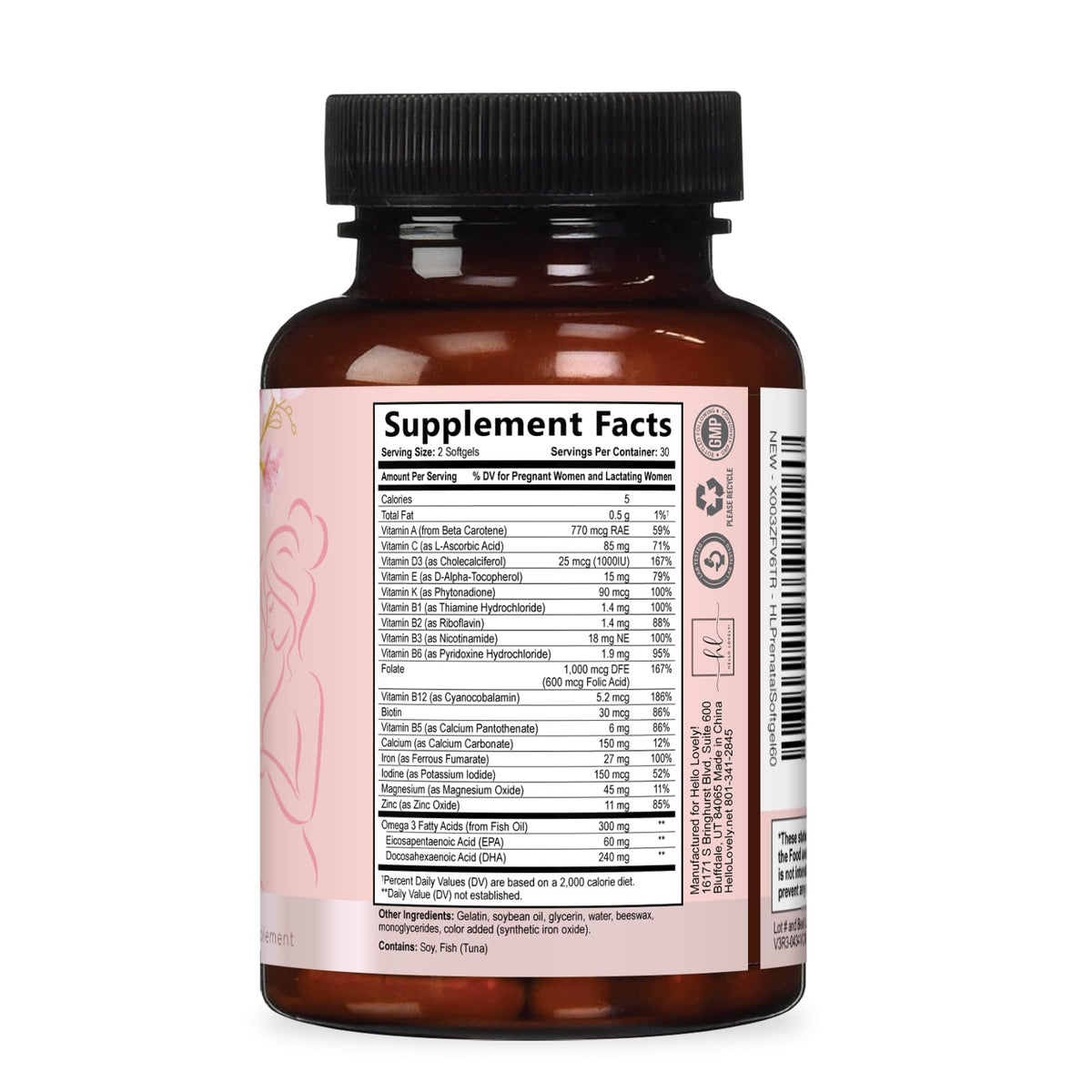 Prenatal Multivitamin with Folic Acid, DHA + Iron – 60 Count