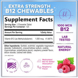 B 12 Vitamin Chewables 1000 mcg - B12 Complex with Heart & Nerve Energy Health Support - Vitamin B-12 Complex for Adults with Immune Health Support - Gluten & Dairy Free