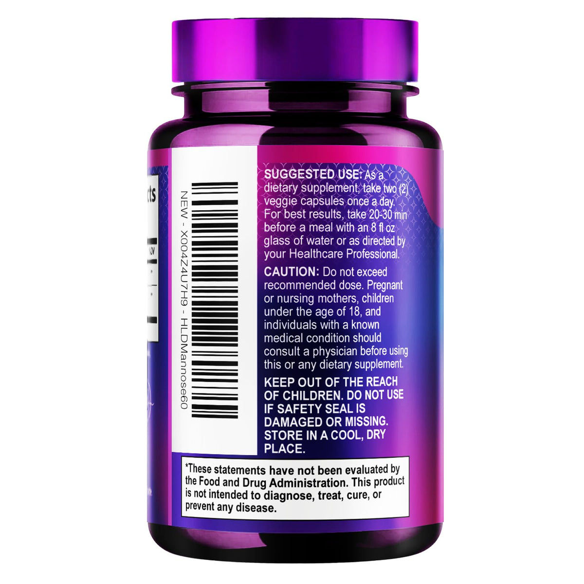 D-Mannose 1300mg with Cranberry - Urinary Tract Support - 60 Capsules