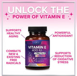 E Vitamin for Women and Men - 180 mg (400 IU) dl-Alpha - Powerful Antioxidant Dietary Supplement - Hair, Skin, & Immune Health Support - Easily Absorbed Form, Non-GMO & Gluten Free - 60 Count