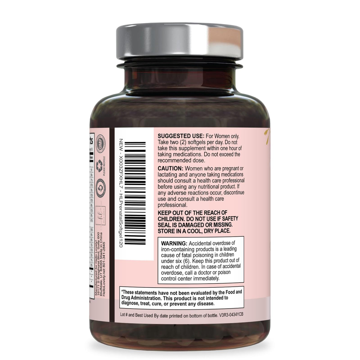 Prenatal Multivitamin with Folic Acid, DHA + Iron – 120 Count