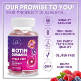 Hair Vitamins Gummy for Women with Biotin 5000 mcg, Sugar-Free Hair Growth Support with Vitamins E & C, Thicker, Stronger & Beautiful Hair, Skin & Nails, Hair Health Support Supplement - 120 Gummies