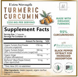 Turmeric Curcumin Supplement with 95% Curcuminoids, Organic Turmeric & Ginger 1750mg, BioPerine Black Pepper for Best Absorption, Nature's Vegan Joint Support, Non-GMO, Bottled in USA - 240 Count