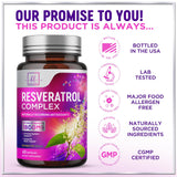Resveratrol Supplement 1800mg - Trans-Resveratrol Antioxidant Complex - 60 Vegan Capsules