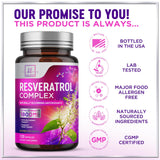 Resveratrol Supplement 1800mg - Trans-Resveratrol Antioxidant Complex - 120 Vegan Capsules