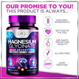 Magnesium Glycinate 1000mg | High Absorption | Chelated to Support Bone, Muscle, Nerves & Heart Health | Natural Sleep & Stress Support Women & Men | Vegan, Gluten & Soy Free, Non-GMO | 120 Capsules
