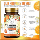 Hello Lovely! Extra Strength Vitamin C 1000 mg, with Rose HIPS Bioflavonoids, Dietary Supplement for Immune Support & Antioxidant Protection, Sugar Free, Non-GMO VIT C Capsules - 120 Count