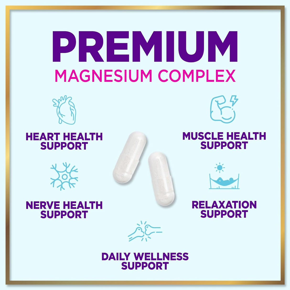Magnesium Complex 500 mg - Best Blend of Glycinate, Citrate, Malate & Oxide - Supports Sleep, Muscle, Bone & Heart Health - High Absorption, Chelated Magnesium Mineral Supplement - 120 Capsules