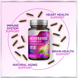 Resveratrol Supplement 1800mg - Trans-Resveratrol Antioxidant Complex - 120 Vegan Capsules