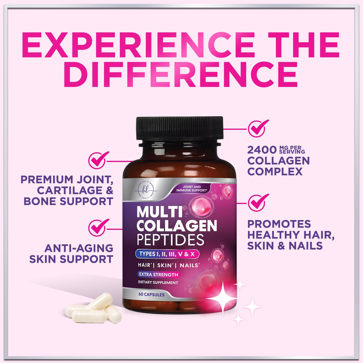 Multi Collagen Capsules, Types I, II, III, V + X – 60 Count