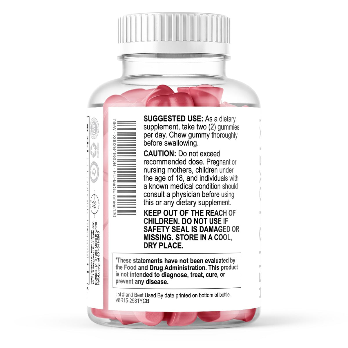 Hair Vitamins Gummies with Biotin, Vitamins C + E – 120 Count
