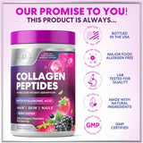 Collagen Peptides Powder 20g - Hydrolyzed Type 1 & 3 Berry Flavor Collagen Powder - Biotin, Hyaluronic Acid, Vitamin C - Hair, Skin, & Nails Support Supplement for Women & Men - Bottled in USA, 10.5oz