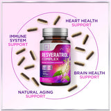Resveratrol Supplement 1800mg - Extra Strength Antioxidant Complex for Healthy Aging & Immune Support, Heart Health & Cellular Energy Support, Bioavailable Trans-Resveratrol - 60 Vegan Capsules