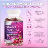 Womens Probiotic CFU Guaranteed with Cranberry, Vegan Strains, Probiotics for Women Supports Digestive, Immune, & Vaginal Health, Lovely Shelf Stable Gummy Supplement, No Soy Gluten - 120 Count